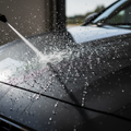 Hydrophobic spray test: water exploding off car hood in beads after ceramic coating