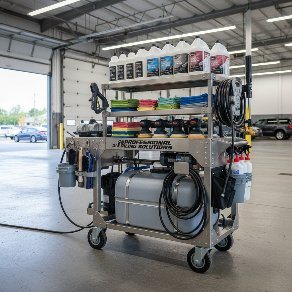 Pro detailing rig cart fully loaded, ready for bay-to-bay commercial service